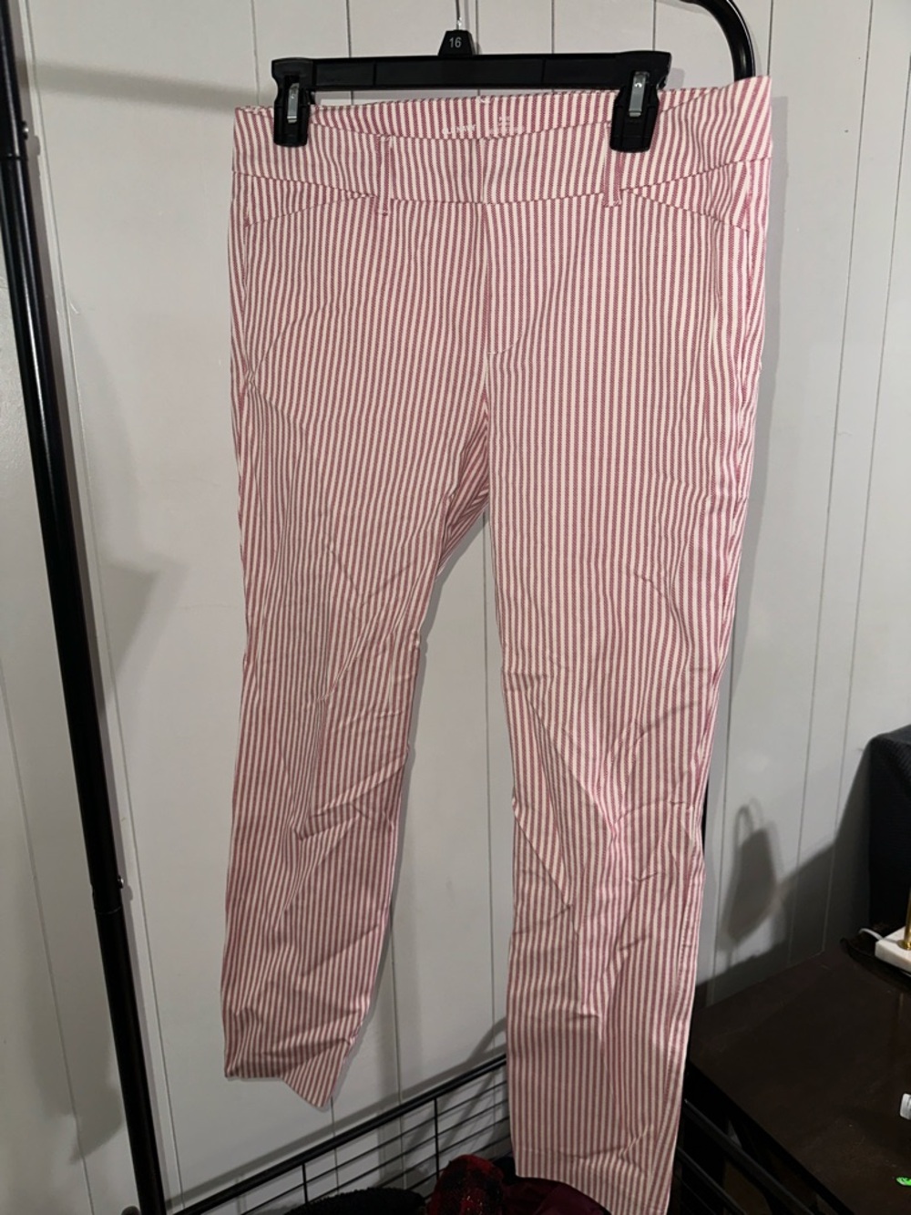 Old Navy Pink & White Striped Cropped Ankle Pants